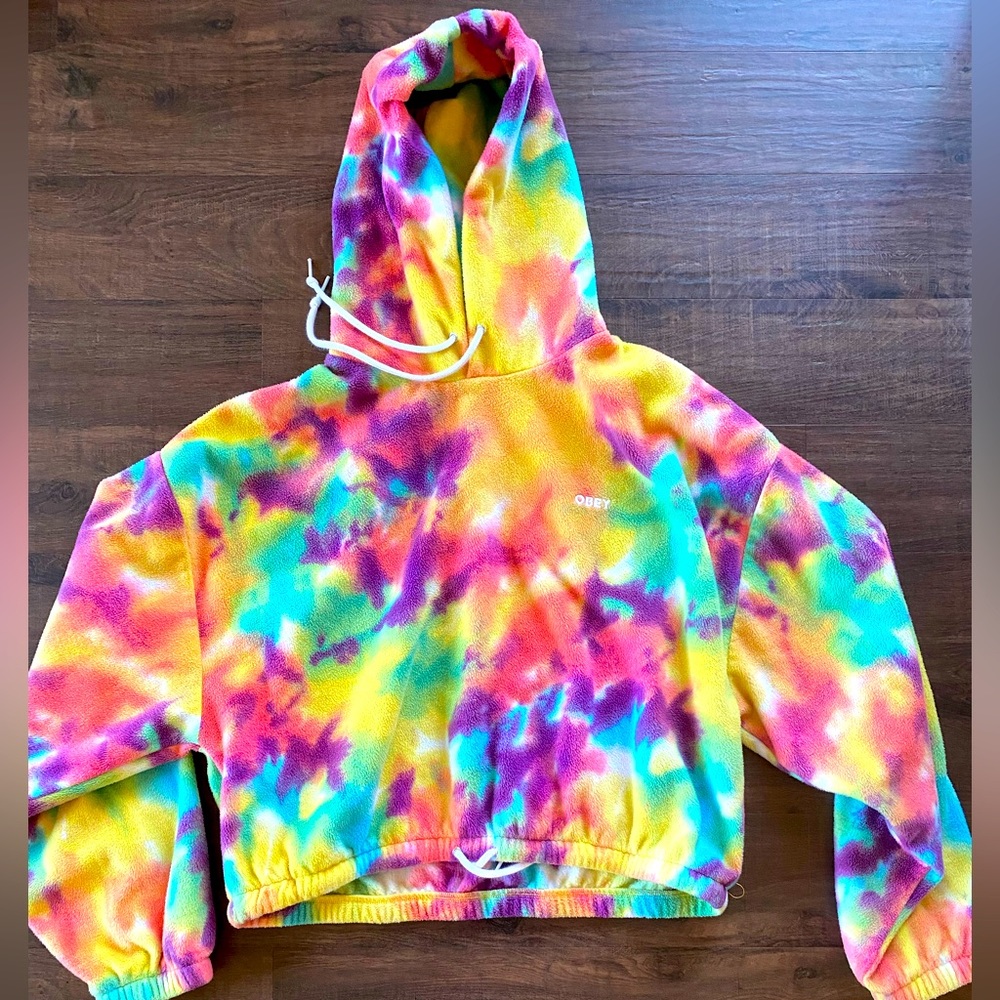 Obey Tie-Dye Crop Sweatshirt